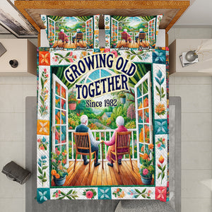 Personalized Gifts For Couple Quilt Bedding Set Special Line 04tgtn090125 Growing Old Together - Blanket - GoDuckee