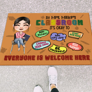 EveryOne Is Welcome Here-Gift For Teacher-Personalized Door Mat- Teacher Door Mat - Doormat - GoDuckee