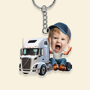 Custom Photo Gifts For Kid Keychain Kid Trucker 01OHDT091224 - Keychains - GoDuckee