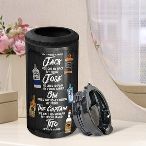 Drinking Man's Delight, He's Got My Back, Personalized 4-in-1 Can Cooler Tumbler, Gifts For Drinking Lovers, 01qhpo040723hh - Can Cooler - GoDuckee