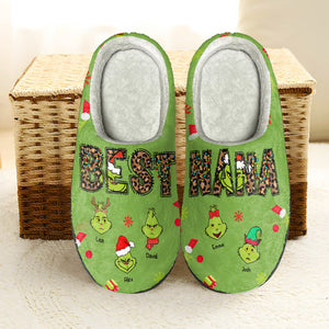 Best Family, Gift For Family, Personalized Home Slippers, Green Monster Family Slippers, Christmas Gift 03NAHN180923 - Shoes - GoDuckee