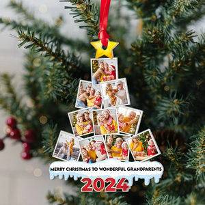 Personalized Gifts For Grandparents, Acrylic Family Photo Christmas Ornament 07HUPU250924 - Ornament - GoDuckee