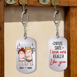 Drive Safe, Gift For Couple, Personalized Stainless Steel Keychain, Funny Couple Keychain - Keychains - GoDuckee