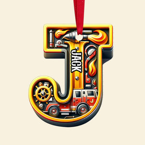 Custom Alphabet Letter Gifts For Fire Truck Lover Christmas Ornament 02xqtn241024 - Ornament - GoDuckee