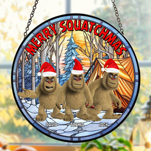 Personalized Gifts For Bigfoot Seeker Stained Glass Suncatcher, Merry Squatchmas 02qhtn160924 - Ornament - GoDuckee