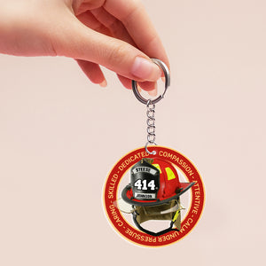 Gift For Firefighter, Personalized Keychain, Firefighter Hat Keychain - Keychains - GoDuckee