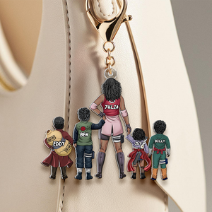 Personalized Gifts For Mom Keychain Ninja Mom And Kids 05QHHU220225PA - Keychains - GoDuckee