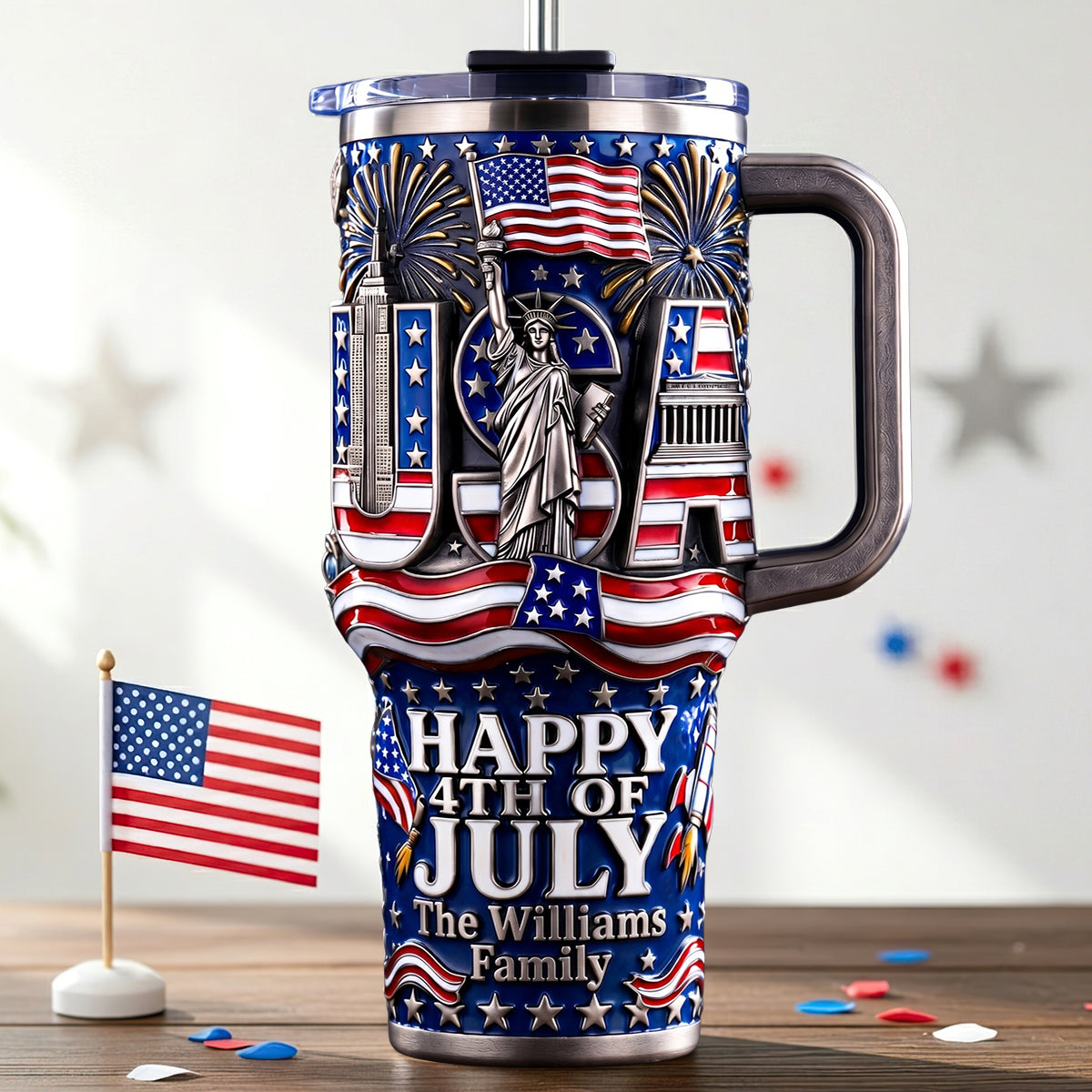 USA Happy 4th July Tumbler - Personalized Gifts For Family 05padt100626 - Tumbler Cup - GoDuckee