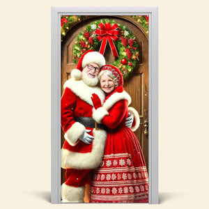 Custom Photo Gifts For Couple Door Cover 06acqn280924 Christmas Couple - Door Covers - GoDuckee