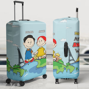 Personalized Gifts For Couple Luggage Cover Holding Hand Cartoon Couple 02XQLU261224HH - Luggage Covers - GoDuckee