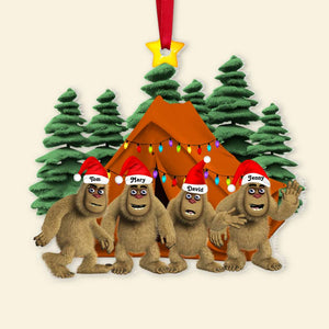 Bigfoot Family Camping, Personalized Camp Ornament, Gifts For Family - Ornament - GoDuckee