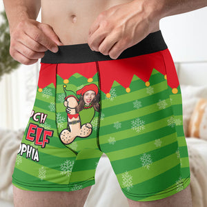 Custom Photo Gifts For Men Boxers, Funny Couple Touch My Elf 01toqn240924 - Boxer Briefs - GoDuckee