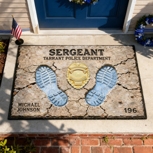 Proud To Serve Police Doormat - Personalized Gift For Police 03TGLU110226 - Doormat - GoDuckee