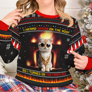 Custom Photo Christmas Ugly Sweaters, Fireplace & Led Christmas Lights 02TGQN121024 - AOP Products - GoDuckee