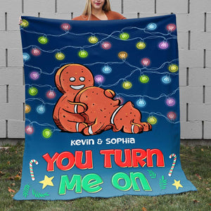 You Turn Me On, Personalized Blanket, Funny Couple Gifts - Blanket - GoDuckee