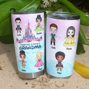 Happiness Is Being A Grandma, Personalized Tumbler, Prince And Princess Grandkids Tumbler 03NAHN050823HA - Tumbler Cup - GoDuckee