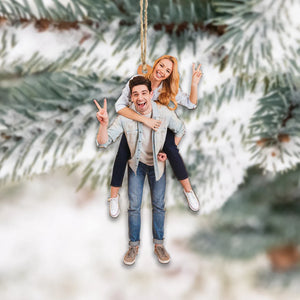 Custom Photo Gifts For Couple, Upload Couple Photo Christmas Ornament 02pgxx290824 - Ornament - GoDuckee