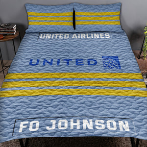 Personalized Gift For Pilot Quilt Bedding Set, Custom Rank & Airline Logo 04QHQN080125 - Blanket - GoDuckee