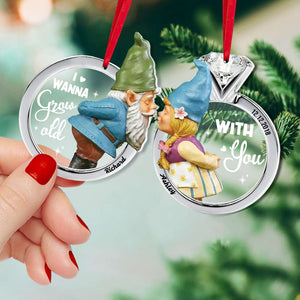 I Wanna Grow Old With You, Set Of 2 Personalized Acrylic Ornament, Gnome Couple Ornament, Christmas Gift - Ornament - GoDuckee