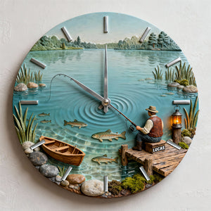 Personalized Gifts For Fishing Lovers Acrylic Hanging Wall Clock 06totn261225 - Hanging Wall Clock - GoDuckee