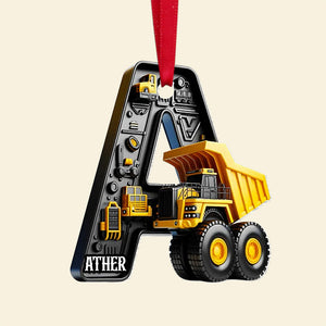 Custom Alphabet Letter Gifts For Construction Truck Lovers Christmas Ornament 03xqtn241024 - Ornament - GoDuckee