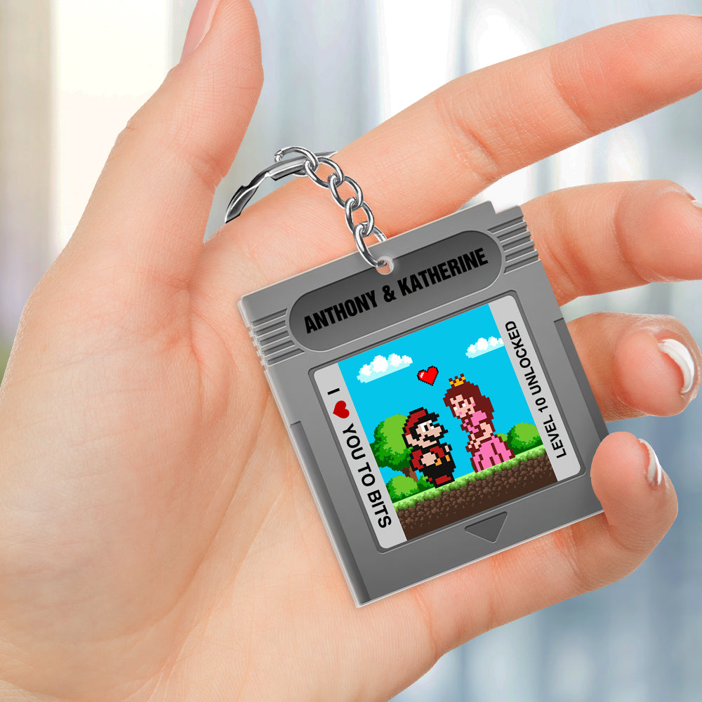I Love You To Bits, Couple Gift, Personalized Keychain, Game Lover Couple Keychain, Gift For Gamer 02QHHN010823 - Keychains - GoDuckee