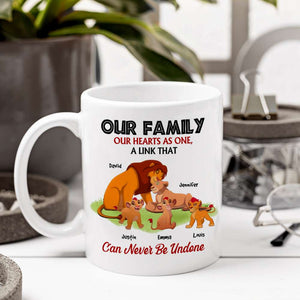 Our Family, Our Hearts As One, Family Gift, Personalized Mug, Lion Family Mug 01OHHN081223 - Coffee Mug - GoDuckee