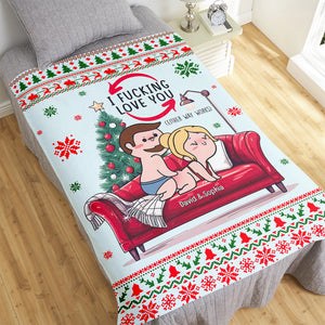 Personalized Gift for Couple, Naughty Couple On Sofa Christmas Blanket 03toqn031024hh - Blanket - GoDuckee