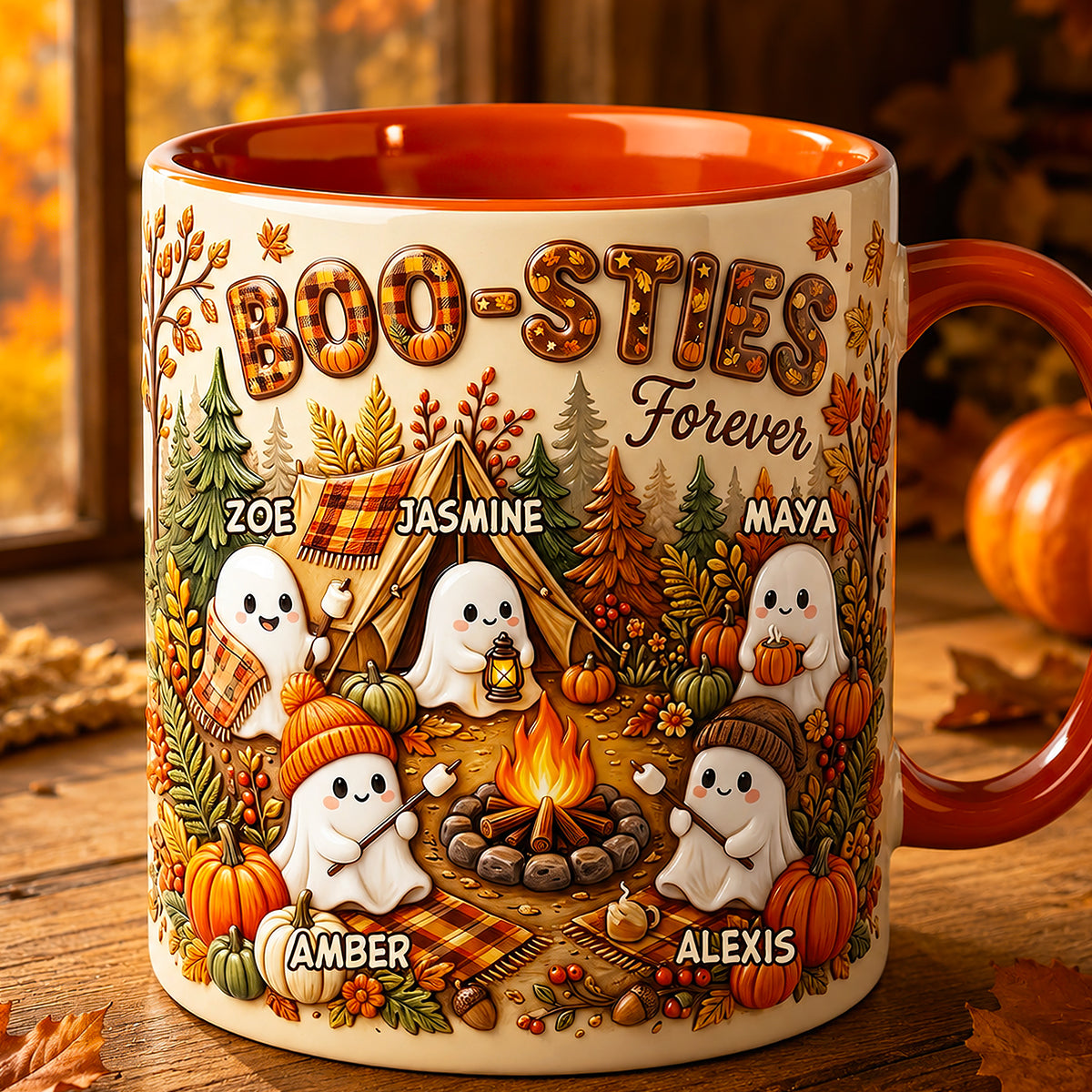Boo-Sties Forever Fall Camping Coffee Mug - Personalized Gift For Besties 01TODT190826 - Coffee Mug - GoDuckee