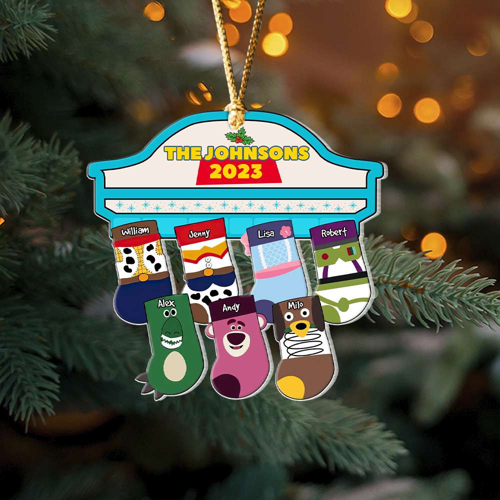 Gift For Family, Personalized Acrylic Ornament, Cartoon Socks Ornament, Christmas Gift 04QHHN261023 - Ornament - GoDuckee