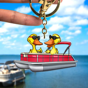 Personalized Gifts For Pontoon Lovers Keychain, Pontoon Duck Jolly Holiday 011qhqn310823 - Keychains - GoDuckee