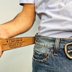 Personalized Gifts For Dad Secret Message Men's Belt We Love You Dad - Belts - GoDuckee