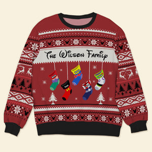 Personalized Gifts For Family Ugly Sweater 02natn050824 Socks Cartoon Character - Ugly Christmas Sweater - GoDuckee