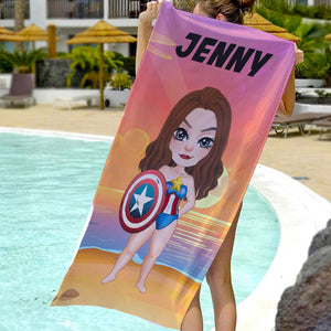 Super Besties, Personalized Beach Towel, Vacation Essentials, Gift For Besties 06qhtn140723pa - Beach Towel - GoDuckee