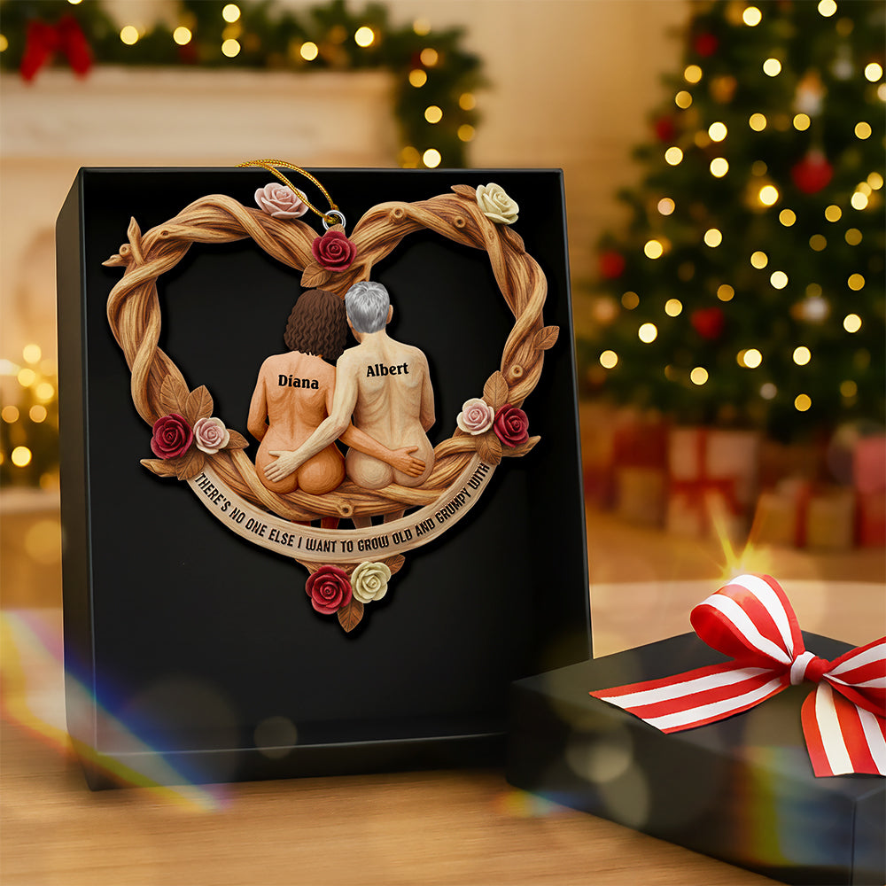 Old Couple Together Wood Ornament- Personalized Gifts For Couples 04OHQN211125 - Ornament - GoDuckee