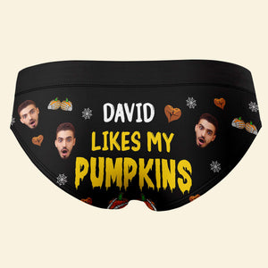 Personalized Gifts For Couple Boxer Briefs Halloween Pumpkin Broom Stick Custom Face Photo 02XQMH010824 - Boxer Briefs - GoDuckee