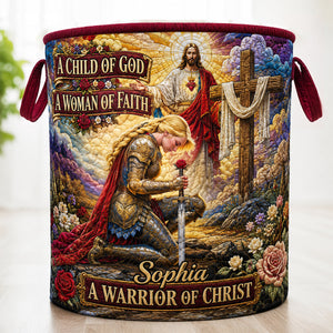 Kneeling Knight Quilted Laundry Basket - Personalized Gifts For Christians 01hudt180726 - Laundry Basket - GoDuckee