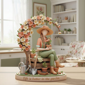 Gardening Girl Acrylic Plaque - Personalized Gifts 02pglu051225 - Shaped Plaques - GoDuckee