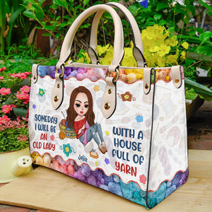 Personalized Gifts For Knitting Lady Leather Bag, Knitting Girl With Yarn 03NAPU260724HH - Leather Bag - GoDuckee