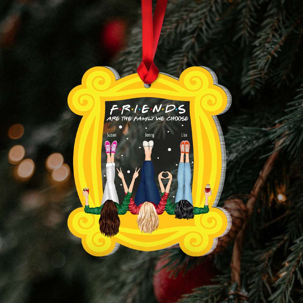 Friends Are The Family We Choose, Gift For Friends, Personalized Acrylic Ornament, Drinking Friends Ornament, Christmas Gift 02NAHN080923HH - Ornament - GoDuckee