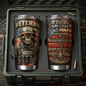 Fire Skull Veteran Tumbler Personalized Gifts For Veteran 04TYLU070426 - Tumbler Cup - GoDuckee