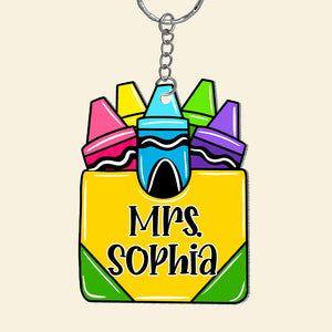 Personalized Colored Crayon Keychain Gift For Teacher - Keychains - GoDuckee