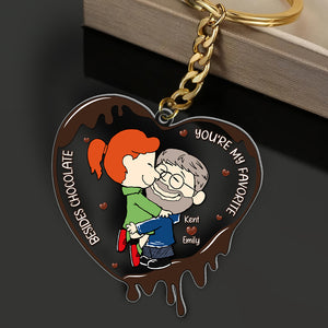 Personalized Gift For Couples Acrylic Keychain Beside Chocolate You're My Favorite 01KAQN061224HG - Keychains - GoDuckee