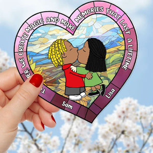 Personalized Gifts For Couple Suncatcher Ornament Kissing Couple 05KAMH101224HG - Ornament - GoDuckee