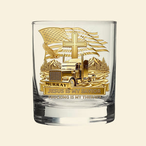 Trucker Christian Round Whiskey Glass - Personalized Gifts For Christian 02TGDT290725 - Whiskey Glass - GoDuckee