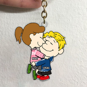 Couple Keychain - Embracing In Love - Personalized Anniversary Gifts For Couple-Homacus