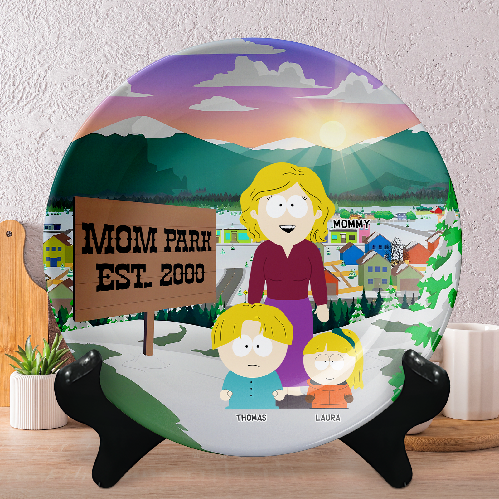 Personalized Gift For Mom Ceramic Round Plate, Mom Park 02TGPU010425HG - Ceramic Round Plate - GoDuckee