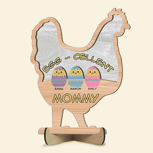 Personalized Gifts For Mom Wood Sign Egg-Cellent Mommy - Wood Signs - GoDuckee
