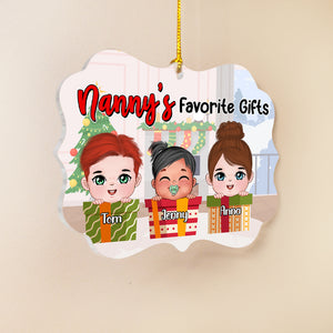 Nanny's Favorite Gifts, Personalized Cute Grandkids Medallion Acrylic Ornament, 01PGTN070923HH - Ornament - GoDuckee
