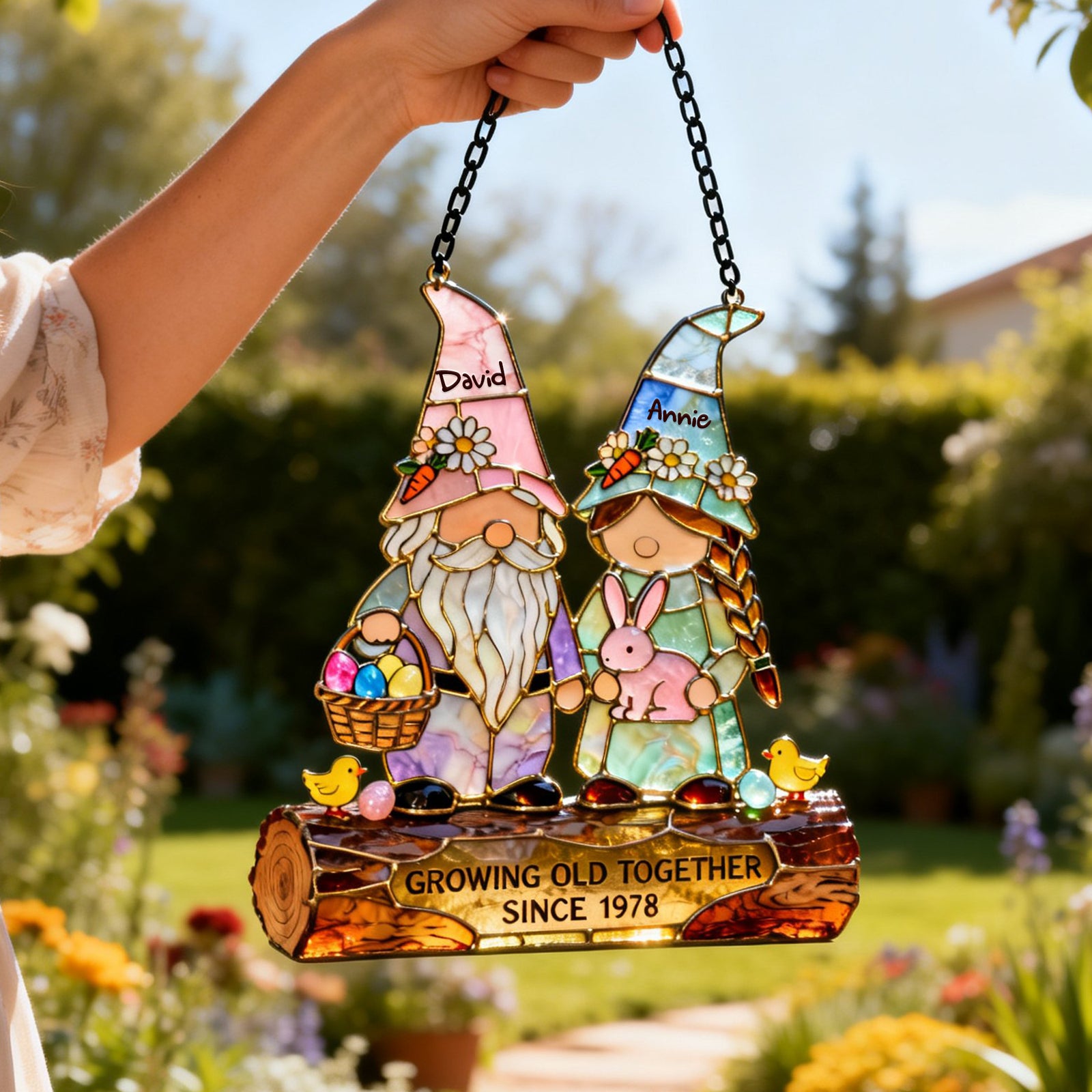 Growing Old Together Suncatcher - Personalized Gifts For Couples 03PGLU230226 - Ornament - GoDuckee